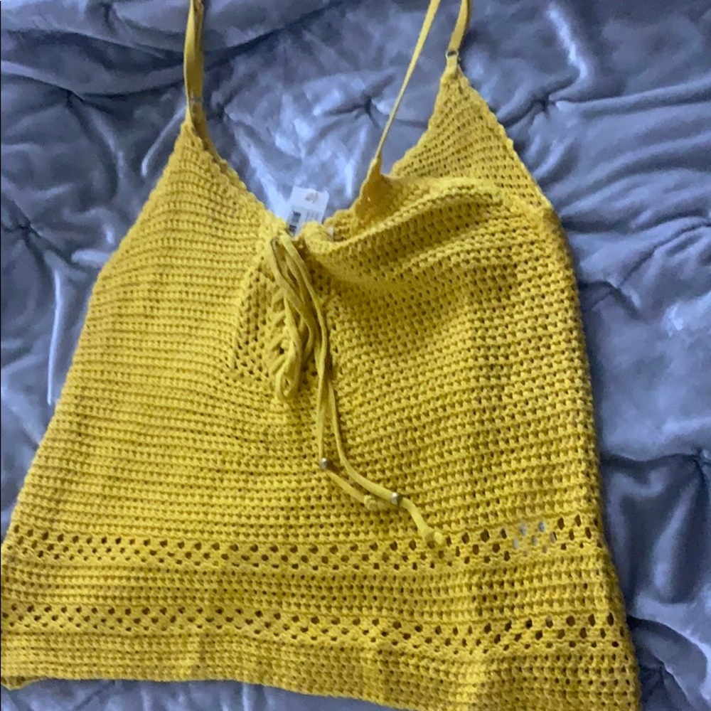 Mustard Yellow Knitted Spaghetti Strap Top